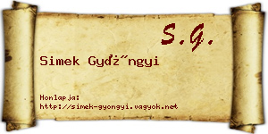 Simek Gyöngyi névjegykártya