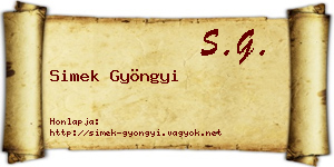 Simek Gyöngyi névjegykártya